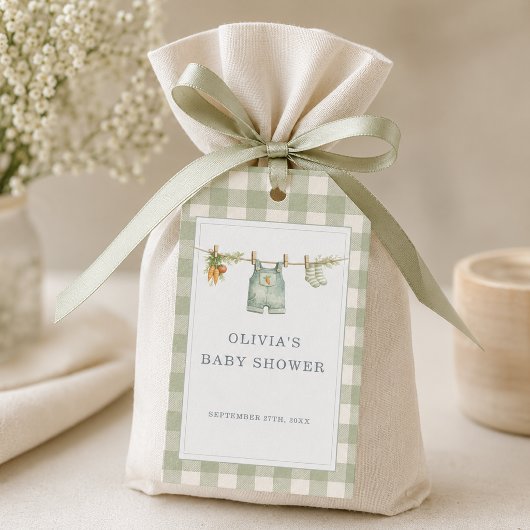 Gingham Lokale Baby Shower Feestje Cadeaulabel