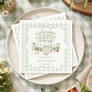 Gingham Lokale Baby Shower Servet