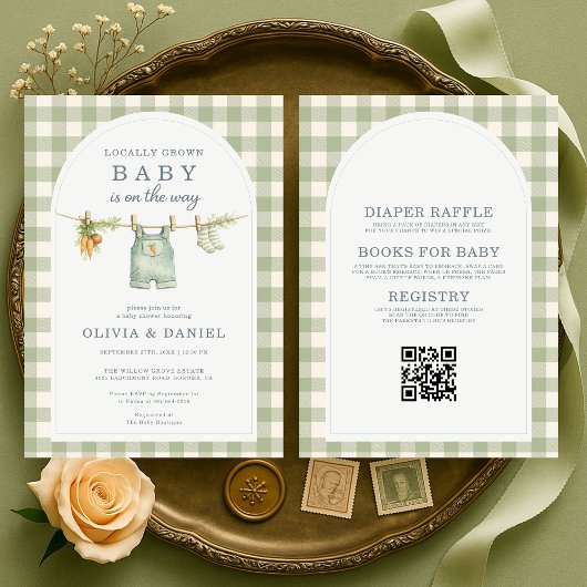 Gingham Lokale Baby Shower Uitnodiging