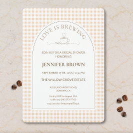 Gingham Love Is Brewing Coffee Bridal Shower Kaart