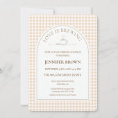 Gingham Love Is Brewing Coffee Bridal Shower Kaart (Voorkant)