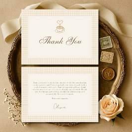 Gingham Love is Brewing Coffee Bruidsuitnodiging Bedankkaart