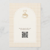 Gingham Love is Brewing QR Code Bridal Shower Kaart (Achterkant)