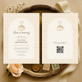 Gingham Love is Brewing QR Code Bridal Shower Kaart