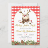 Gingham maakt de kerstgeest vrolijk Kerstcocktail Kaart (Voorkant)