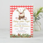 Gingham maakt de kerstgeest vrolijk Kerstcocktail Kaart (Staand voorkant)