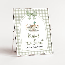 Gingham Mallard Duck Baby Babies are Sweet Sign Poster