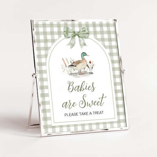 Gingham Mallard Duck Baby Babies are Sweet Sign Poster
