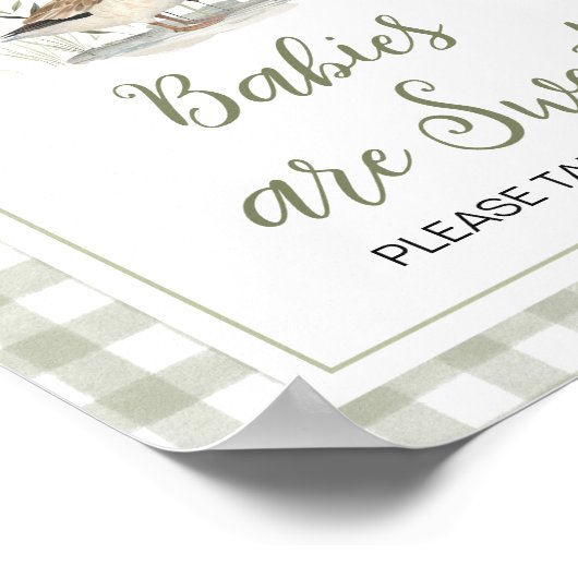 Gingham Mallard Duck Baby Babies are Sweet Sign Poster (Hoek)