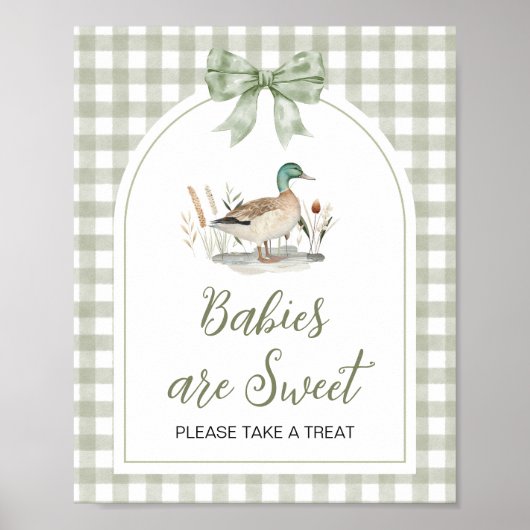 Gingham Mallard Duck Baby Babies are Sweet Sign Poster (Voorkant)