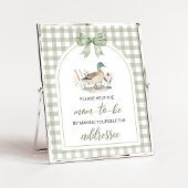 Gingham Mallard Duck Baby Envelope Station Sign Poster