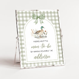 Gingham Mallard Duck Baby Envelope Station Sign Poster