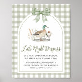 Gingham Mallard Duck Baby Late Night Luiers Sign Poster (Voorkant)
