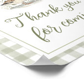 Gingham Mallard Duck Baby shower Bedankt Teken Poster (Hoek)