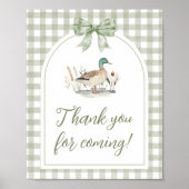 Gingham Mallard Duck Baby shower Bedankt Teken Poster (Voorkant)