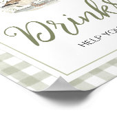 Gingham Mallard Duck Baby shower Drinken Sign Poster (Hoek)