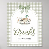 Gingham Mallard Duck Baby shower Drinken Sign Poster (Voorkant)