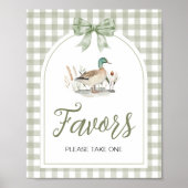 Gingham Mallard Duck Baby shower Favors Sign Poster (Voorkant)