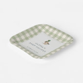 Gingham Mallard Duck Baby Shower Party Papieren Bordje (Gebogen)