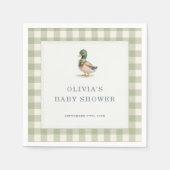 Gingham Mallard Duck Baby Shower Party Servet (Voorkant)