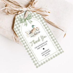 Gingham Mallard Duck Baby shower voordeel Tags Cadeaulabel