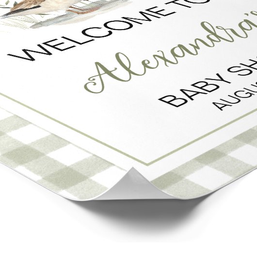 Gingham Mallard Duck Baby shower Welkomstbord Poster (Hoek)