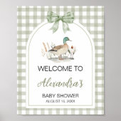 Gingham Mallard Duck Baby shower Welkomstbord Poster (Voorkant)