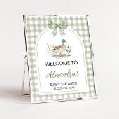 Gingham Mallard Duck Baby shower Welkomstbord Poster