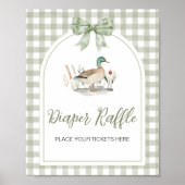 Gingham Mallard Duck BabyShower Luier Raffle Sign Poster (Voorkant)