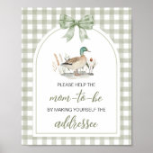 Gingham Mallard Eend Baby Envelope Station Bord Poster (Voorkant)
