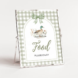 Gingham Mallard Eend Baby Shower Eet-sign Poster
