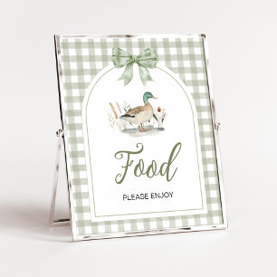 Gingham Mallard Eend Baby Shower Eet-sign Poster
