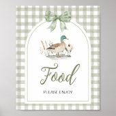 Gingham Mallard Eend Baby Shower Eet-sign Poster (Voorkant)