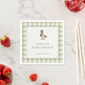 Gingham Mallard Eend Baby Shower Feest Servet (Insitu)