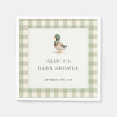 Gingham Mallard Eend Baby Shower Feest Servet (Voorkant)