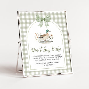 Gingham Mallard Eend Baby Zeg Niet Baby Bord Poster