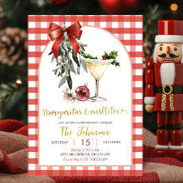 Gingham Margaritas En Mistletoe Friendsmas Feest Kaart