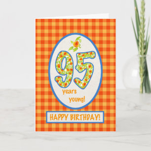 Gingham-mariggets en Check Gingham: 95e Birthday K Kaart