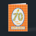 Gingham-marigolds en Check: 70th Birthday Kaart<br><div class="desc">Een leuke Birthday Kaart voor een 70-jarige,  met een patroon van Oranje Pot Marigolds die de aantallen vullen en een grens van de passende Check Gingham; deel van het collectie van Posh & Painterly "Marigold Medley".</div>