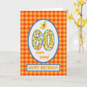 Gingham-marigolds en Check Gingham: 60th Birthday Kaart (Gele Bloem)
