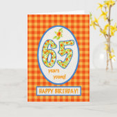 Gingham-marigolds en Check Gingham: 65th Birthday Kaart (Gele Bloem)