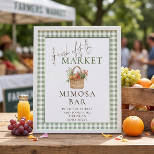 Gingham Market Mimosa Bar Bord Bruidsdouche Poster