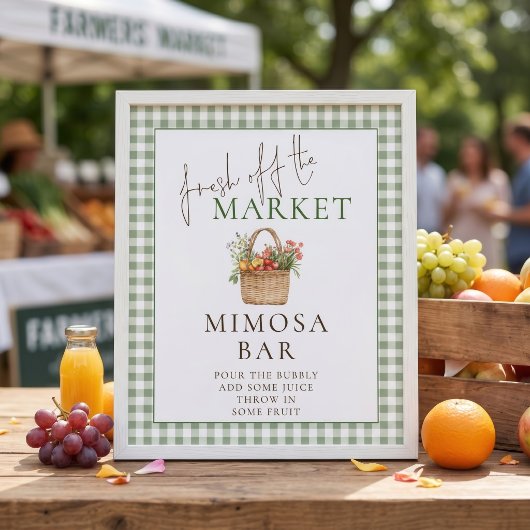 Gingham Market Mimosa Bar Bord Bruidsdouche Poster