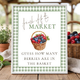 Gingham Markt Hoeveel Spel Bord Bruidscadeau Poster