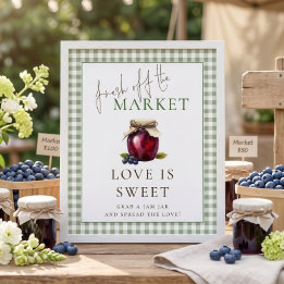 Gingham Markt Liefde is Zoet Teken Bruidsfeest Poster