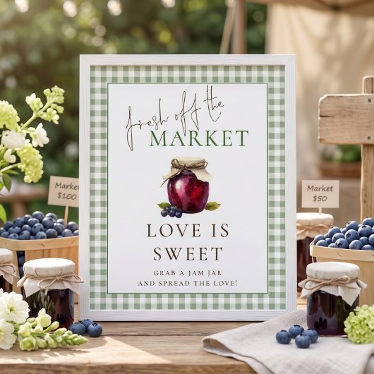 Gingham Markt Liefde is Zoet Teken Bruidsfeest Poster