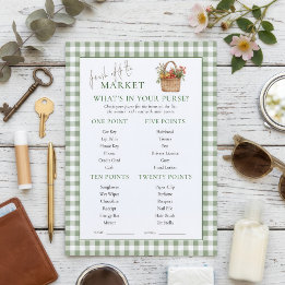 Gingham Markt Wat zit er in je tas Bruidsjurk kaar Kaart