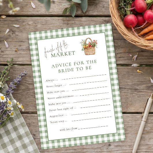 Gingham Marktadvies voor Bruid Bruiloft cadeau Kaart