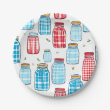 Gingham Mason Jar Patroon – Landelijke Keuken Char