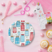 Gingham Mason Jar Pattern – Country Kitchen Charm Papieren Bordje (Feest)